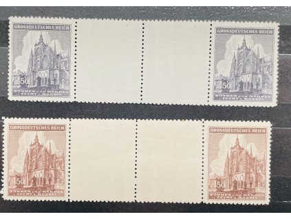 Poštovní známky Protektorát Čechy a Morava - zn. č. 120 - 121 sestava VK-5 výročí 600 let Chrám sv. Víta