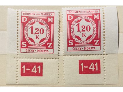 Poštovní známky Protektorát Čechy a Morava Služební známka SL7 - 1,20K L a P roh. zn. DČ 1-41 čisté **