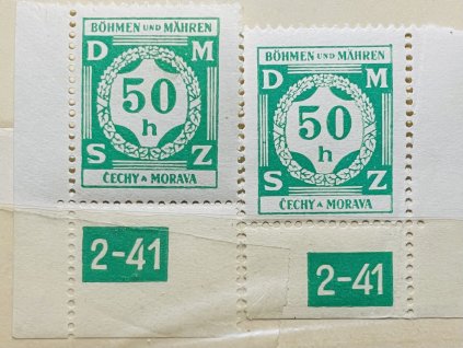 Poštovní známky Protektorát Čechy a Morava Služební známky SL3 - 50h L a  P roh. zn. s DČ 2-41 čisté **