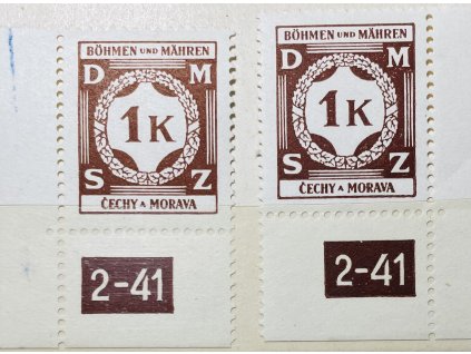 Poštovní známky Protektorát Čechy a Morava Služební známka SL6 1K L a P roh. zn. s DČ 2-41 ** čisté