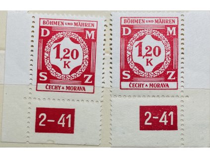 Poštovní známky Protektorát Čechy a Morava Služební známka SL7 - 1,20K L a P roh. zn. DČ 2-41 čisté **