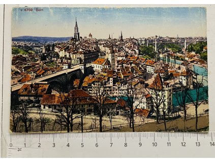 Pohlednice Bern panorama s mosty, cca 1930