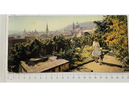 2 pohlednice velký formát Praha pohled z Ledeburské zahrady, 1960