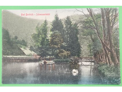 2x pohlednice kolorizovaná RPPC Bad Bertrich - Schwaenenteich, cca 1920