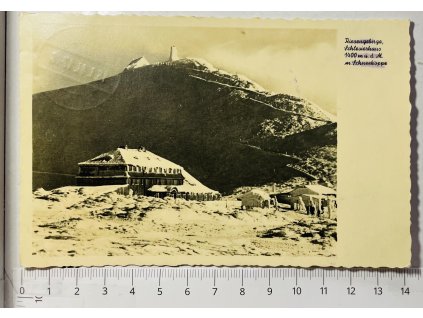 Pohlednice RPPC Luční bouda Sněžka/Schlesierhaus Schneekoppe, 1934