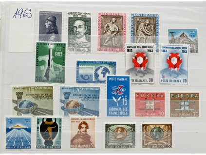 sestava poštovních známek 19 ks Itálie 1963 ** čisté
