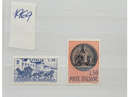 sestava poštovních známek 2 ks Itálie 1969 ** čisté