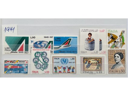 sestava poštovních známek 11 ks Itálie 1971 ** čisté