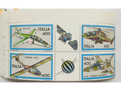 MiNr. 1834 - 1837 letadla Itálie 1983 PH roh. 6blok s rozměřovacím + ** čisté