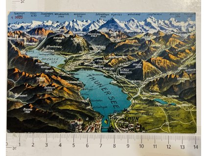 Reprodukce pohlednice jezero Thun