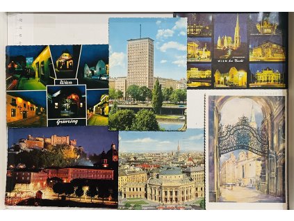 6 barevných pohlednic Vídeň - Salzburg