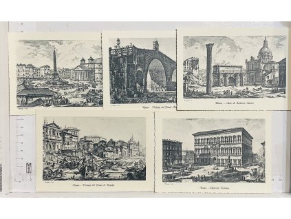 5x reprodukce Piranesiho rytin - pohledy na Řím