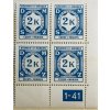 Poštovní známky Protektorát Čechy a Morava Služební známka - 2K tyrkysová P roh. 4blok DČ 1 - 41