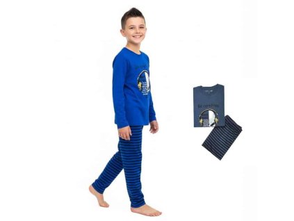 Chlapecké pyžamo Be Free v modré a šedé pro klidný spánek