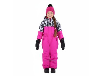 Dětská zimní kombinéza růžová s tučňáky – pohodlí, teplo a bezpečí v jednom