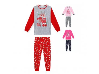 Dívčí vánoční pyžamo se soby MP3828 velikosti 134-164