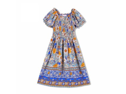 Dívčí květované šaty CS1069 barva modrá