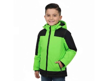 Zimní dětské bundy pro kluky - šusťákové bundy s odepínací kapucí a teplým kožíškem zelená