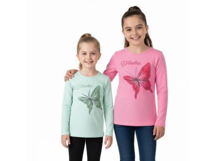 Dívčí tričko s dlouhým rukávem z bavlny a elastanu