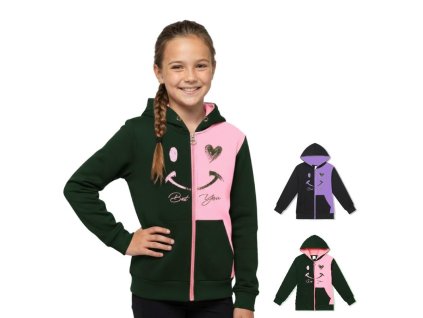 Moderní dívčí mikiny s kapucí pro juniorky - Stylová bavlněná mikina na zip s kapucí