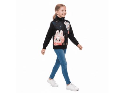 Dívčí mikina na zip tmavě modrá - středně silná mikina s vnitřním počesáním pro hřejivý pocit