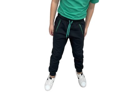 Chlapecké zateplené tepláky - pohodlí a teplo na každý den černo zelená