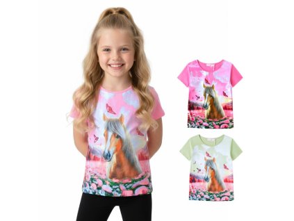 Dívčí tričko s koněm Kugo s krátkým rukávem pro milovnice koní