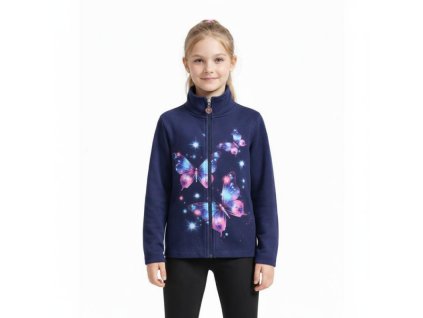 Dívčí mikina s motýlky bez kapuce a s prodlouženými zády