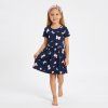letní dívčí šaty s motýlky tmavě modrá