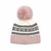 Dívčí čepice zimní s fleecem a bambulí starorůžová světlá