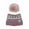 Dívčí čepice zimní s fleecem a bambulí starorůžová tmavá
