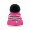 Dívčí čepice zimní s fleecem a bambulí růžová