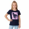 Tričko s koněm – stylové dívčí tričko s krátkým rukávem a stříbrnými kamínky tmavě modrá