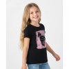 Tričko s koněm – stylové dívčí tričko s krátkým rukávem a stříbrnými kamínky černá