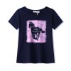 Dívčí tričko s koněm pro holky 8–12 let tmavě modrá