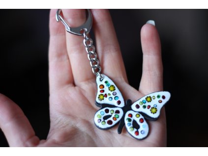 white butterfly keychain