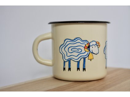 cream mug with sheep