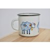 white enamel mug