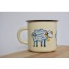 cream mug with sheep