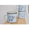 blue enamel mug with sheep