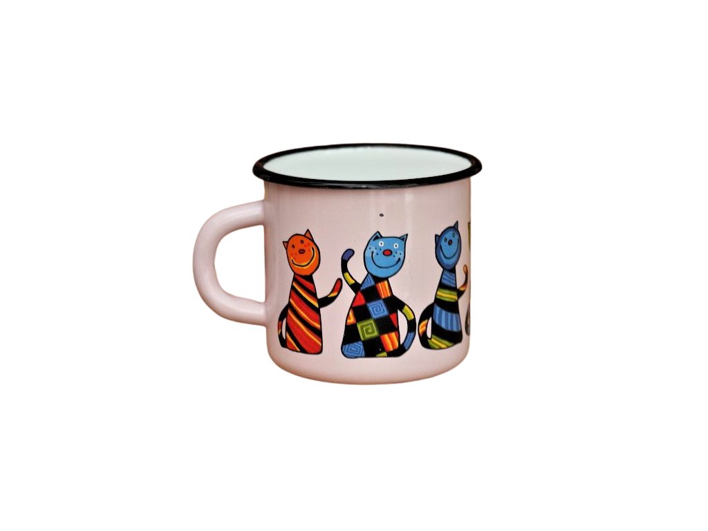 4028 1 enamel mug pink motive cat