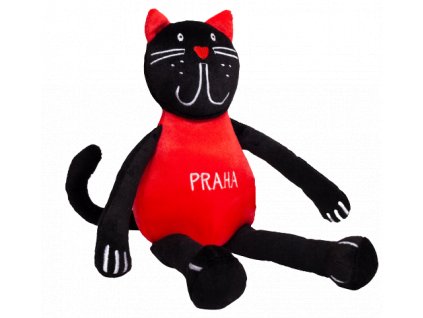 Plysak kocka Cerna cervena praha