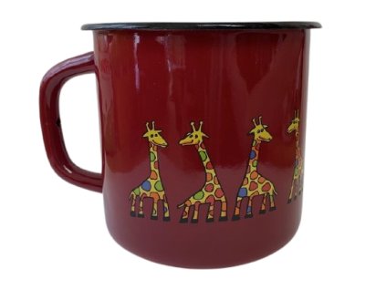 1278 enamel big mug burgundy motive giraffe