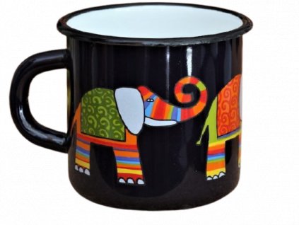 1326 enamel mug dark blue motive elephant