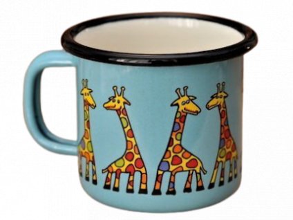 1392 enamel mug turquoise motive giraffe