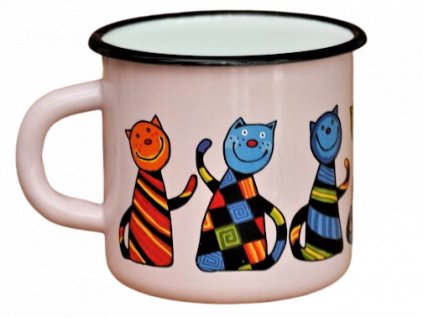 1458 enamel mug pink motive cat