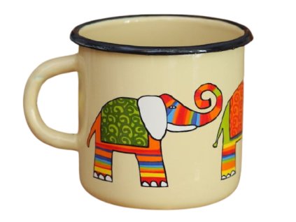 1515 enamel mug cream motive elephant