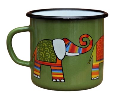 1587 enamel mug green motive elephant
