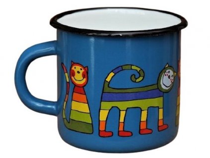 158 enamel mug navy blue motive cat