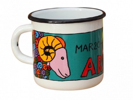 1695 enamel mug white zodiac sign aries